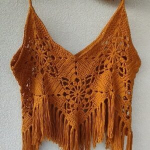 Top crochet bohème à franges